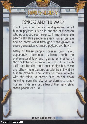 Psykers and the Warp I